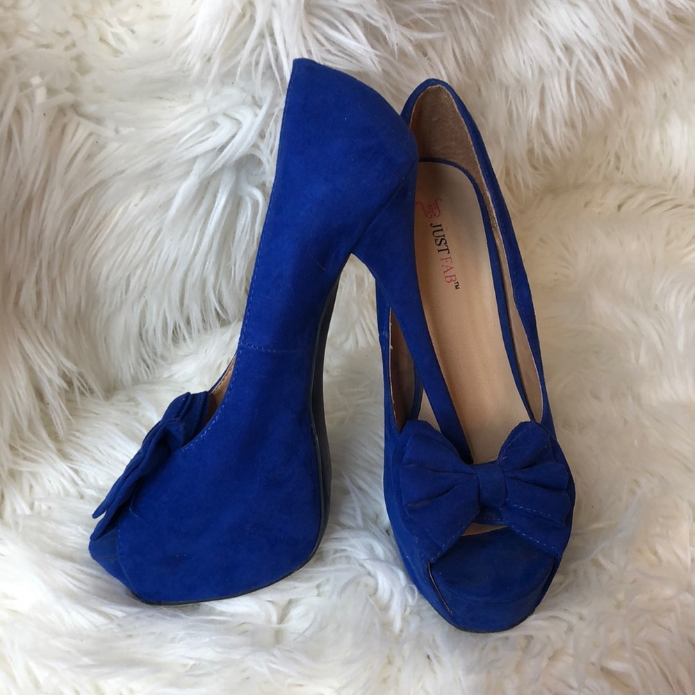 Royal Blue JustFab Platform Pumps with Bow